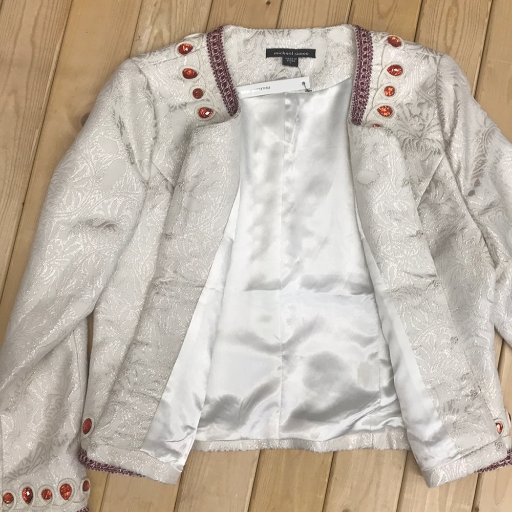 Michael simon Jacket sequined cardigan ivory NWT - Picture 6 of 8
